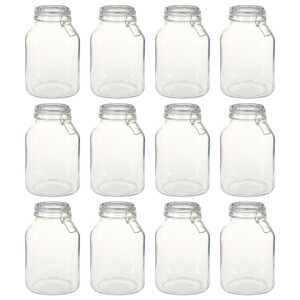 vidaXL Potten met sluiting 12 st 3 L glas