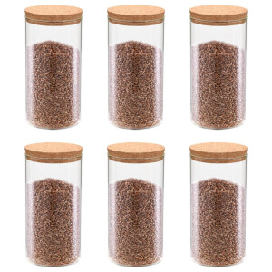 vidaXL Opbergpotten met kurken deksel 6 st 1400 ml glas