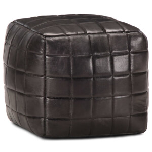 vidaXL Poef 40x40x40 cm echt geitenleer zwart