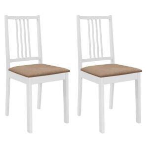 vidaXL Eetkamerstoelen met kussens 2 st massief hout wit