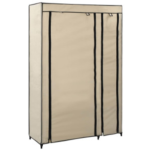 vidaXL Kledingkast opvouwbaar 110x45x175 cm stof crème