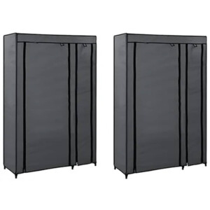 vidaXL Kledingkasten opvouwbaar 2 st 110x45x175 cm stof grijs