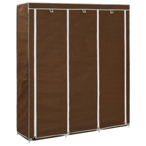 vidaXL Kledingkast met vakken en stangen 150x45x175 cm stof bruin