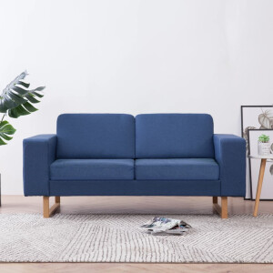 vidaXL Tweezitsbank stof blauw