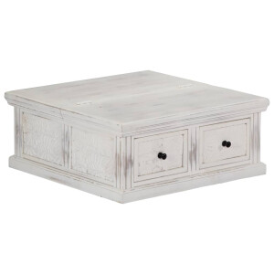 vidaXL Salontafel 70x70x30 cm massief mangohout wit