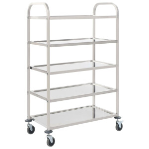 vidaXL Keukentrolley 5-laags 107x55x147 cm roestvrij staal