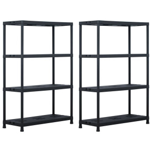 vidaXL Opbergrekken 2 st 220 kg 90x40x138 cm kunststof zwart