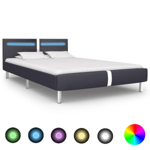 vidaXL Bedframe met LED kunstleer zwart 140x200 cm