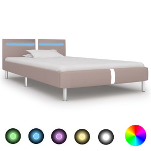 vidaXL Bedframe met LED kunstleer cappuccino 90x200 cm