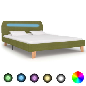 vidaXL Bedframe met LED stof groen 140x200 cm