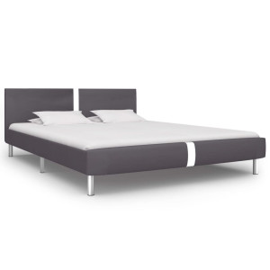 vidaXL Bedframe zonder matras 150x200 cm kunstleer grijs