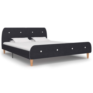 vidaXL Bedframe zonder matras stof donkergrijs 150x200 cm