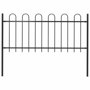 vidaXL Tuinhek met ringtop staal 181x80 cm zwart