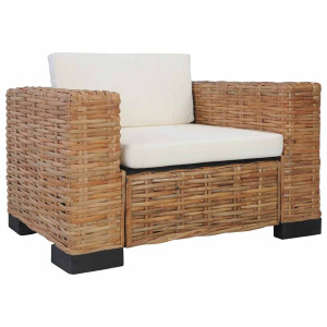 vidaXL Fauteuil met <a title="kussens vergelijken" href="https://furn.nl/kussens">kussens</a> natuurlijk rattan