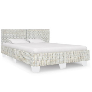 vidaXL Bedframe natuurlijk rattan grijs 140x200 cm