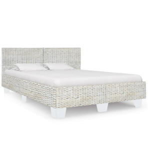 vidaXL Bedframe natuurlijk rattan grijs 160x200 cm