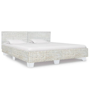 vidaXL Bedframe natuurlijk rattan grijs 180x200 cm