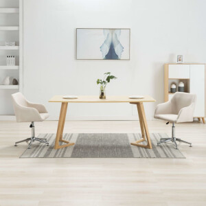 vidaXL Eetkamerstoelen 2 st draaibaar stof crèmekleurig