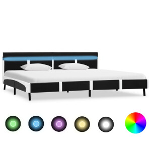 vidaXL Bedframe met LED kunstleer zwart 180x200 cm