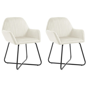 vidaXL Eetkamerstoelen 2 st fluweel crèmekleurig