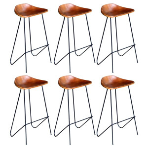vidaXL Barstoelen 6 st echt leer bruin