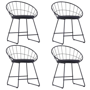 vidaXL Eetkamerstoelen met kunstleren zittingen 4 st staal zwart