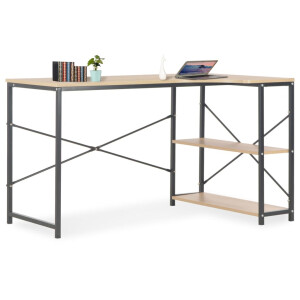 vidaXL Computerbureau 120x72x70 cm zwart en eikenkleurig
