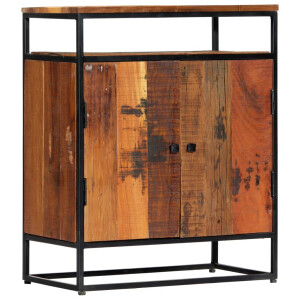 vidaXL Bijzetkast 60x35x76 cm massief gerecycled hout en staal