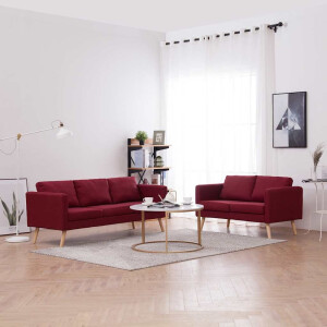 vidaXL 2-delig Bankstel stof wijnrood