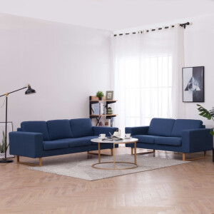 vidaXL 2-delig Bankstel stof blauw