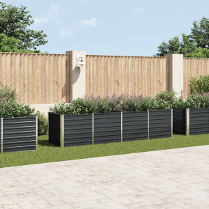 vidaXL Plantenbak verhoogd 320x80x77 cm gegalvaniseerd staal antraciet