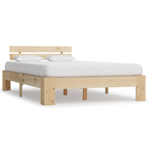 vidaXL Bedframe met hoofdbord massief grenenhout wit 140x200 cm