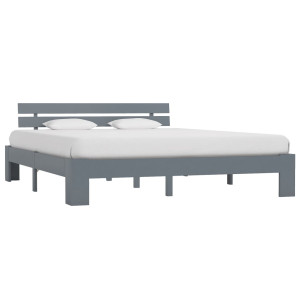 vidaXL Bedframe massief grenenhout grijs 160x200 cm