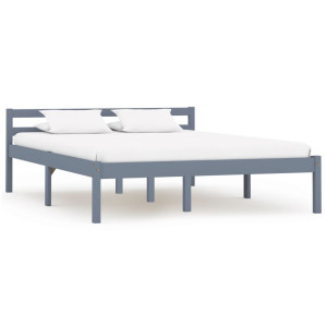 vidaXL Bedframe massief grenenhout grijs 120x200 cm