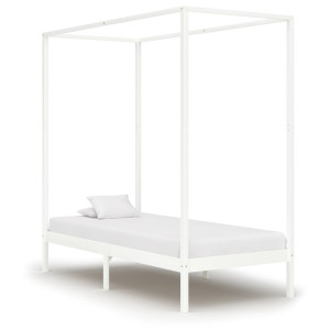 vidaXL Hemelbedframe massief grenenhout wit 100x200 cm