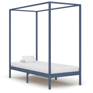 vidaXL Hemelbedframe massief grenenhout grijs 100x200 cm