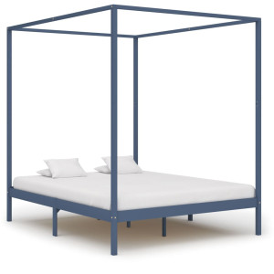 vidaXL Hemelbedframe massief grenenhout grijs 180x200 cm