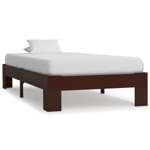 vidaXL Bedframe massief grenenhout donkerbruin 100x200 cm