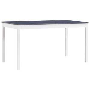 vidaXL Eettafel 140x70x73 cm grenenhout wit en grijs