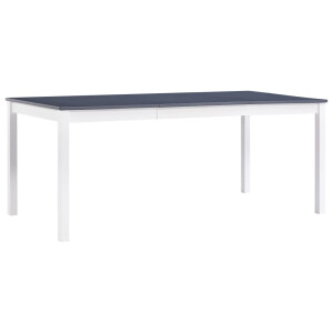 vidaXL Eettafel 180x90x73 cm grenenhout wit en grijs