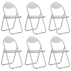 vidaXL Eetkamerstoelen inklapbaar 6 st kunstleer wit