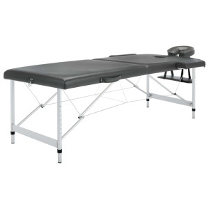 vidaXL Massagetafel met 2 zones 186x68 cm aluminium frame antraciet