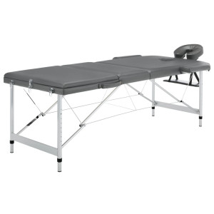 vidaXL Massagetafel met 3 zones 186x68 cm aluminium frame antraciet