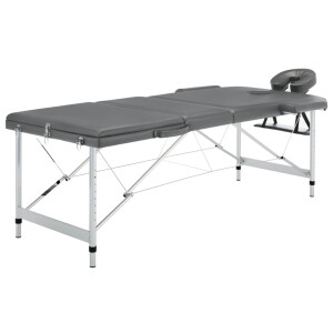 vidaXL Massagetafel met 3 zones 186x68 cm aluminium frame antraciet