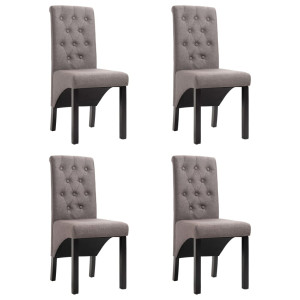 vidaXL Eetkamerstoelen 4 st draaibaar stof taupe