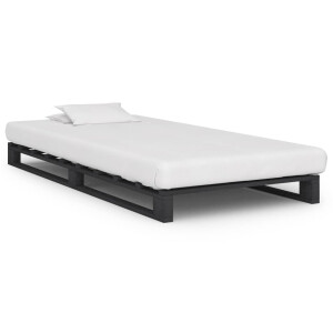 vidaXL Bedframe pallet massief grenenhout grijs 100x200 cm