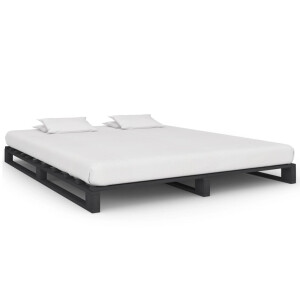 vidaXL Bedframe pallet massief grenenhout grijs 200x200 cm