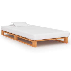 vidaXL Bedframe pallet massief grenenhout bruin 100x200 cm