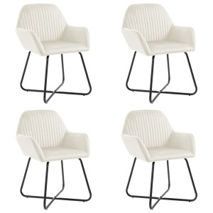 vidaXL Eetkamerstoelen 4 st fluweel crèmekleurig