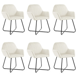 vidaXL Eetkamerstoelen 6 st fluweel crèmekleurig